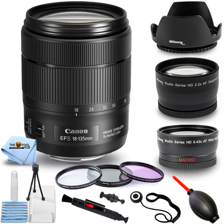 Canon EF-S 18-135mm f/3.5-5.6 IS USM Lens Telephoto and Wide Angle Kit White Box