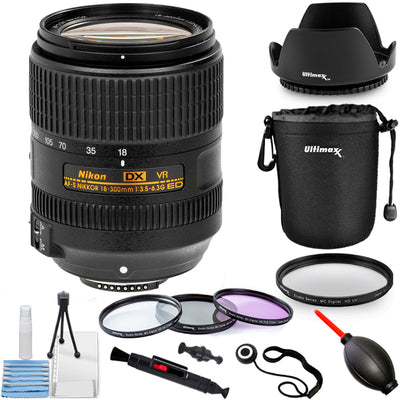 Zum Zoomen den Mauszeiger bewegen
 Nikon AF-S DX NIKKOR 18–300 mm ED VR-Objektiv + Filter-Kit + Objektivtasche im Paket