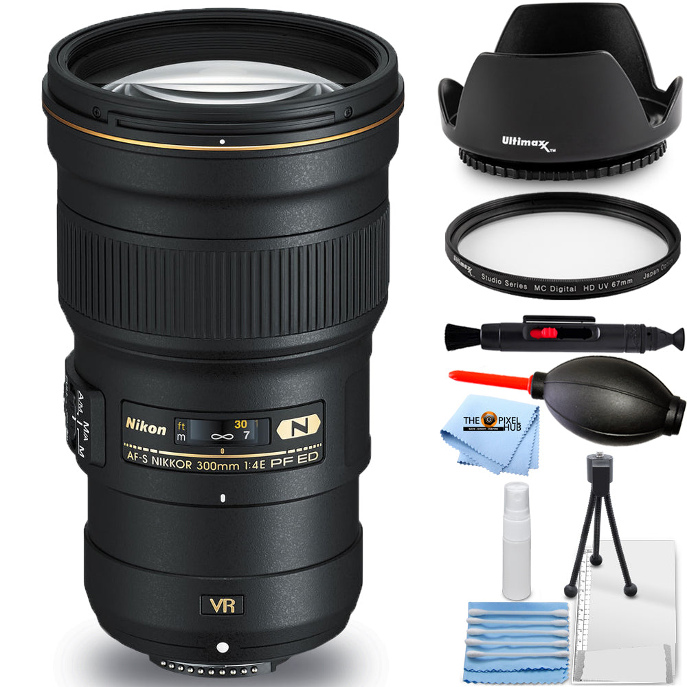 Nikon AF-S NIKKOR 300mm f/4E PF ED VR Lens - Essential UV Filter Bundle