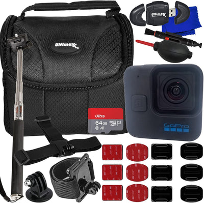 GoPro HERO11 Black Mini Hero 11 Basic-Zubehörset mit Einbeinstativ und 64 GB-Bundle