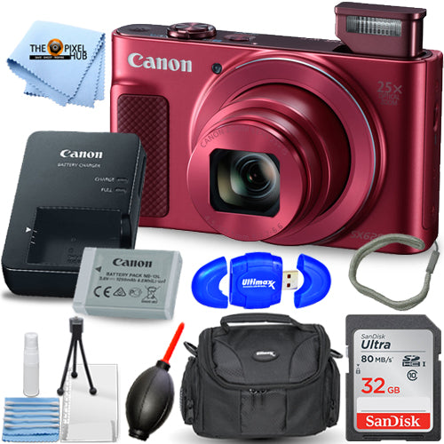 Canon PowerShot SX620 HS Digitalkamera (Rot) 1073C001 – Essential 32 GB Paket