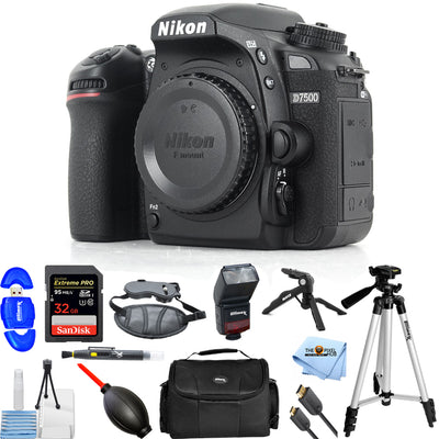 Nikon D7500 DSLR Camera (Body Only) 1581 - 12PC Accessory Bundle