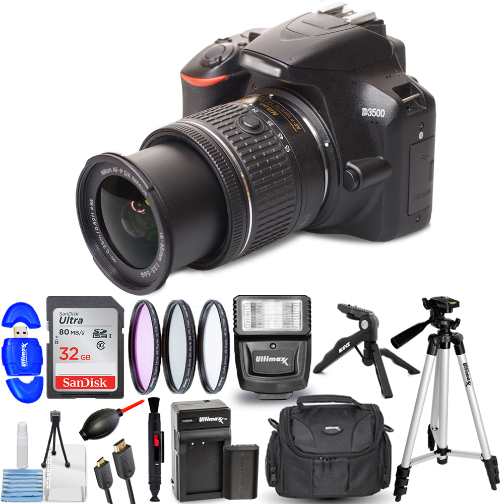 Nikon D3500 DSLR mit 18-55 mm VR-Objektiv + EXT BATT + 32 GB Bundle - WEIHNACHTSANGEBOT