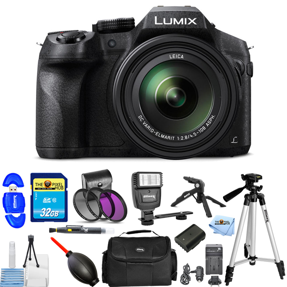 Panasonic Lumix DMC-FZ300 Digitalkamera + Zusatzakku 32 GB Filter-Kit-Paket