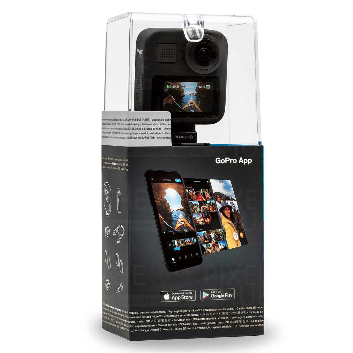 GoPro MAX 360 wasserdichte Action-Kamera + 64 GB + Brust- und Kopfgurt-Paket