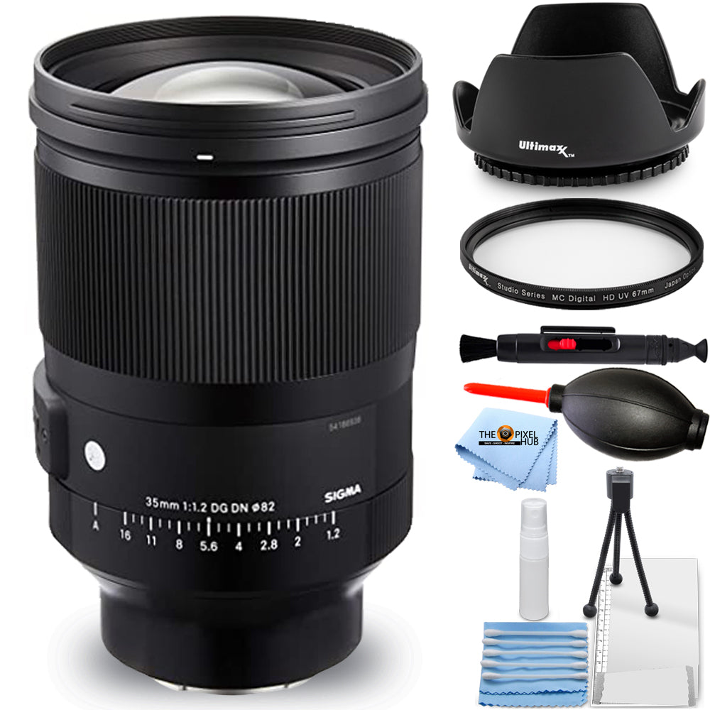 Sigma 35mm f/1.2 DG DN Art Lens for Sony E + UV Filter + Tulip Hood Lens Bundle