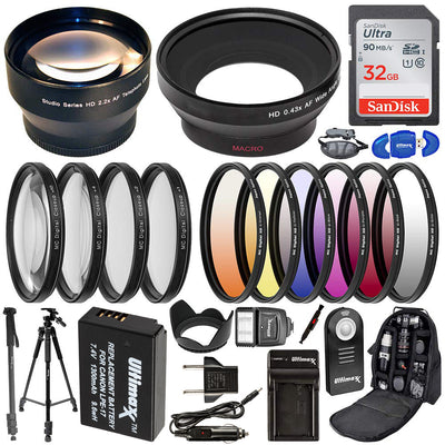 Ultimate 58MM Accessory Kit for Canon EOS Rebel SL2 SL3 T6i T6s T7i T8i 4000D