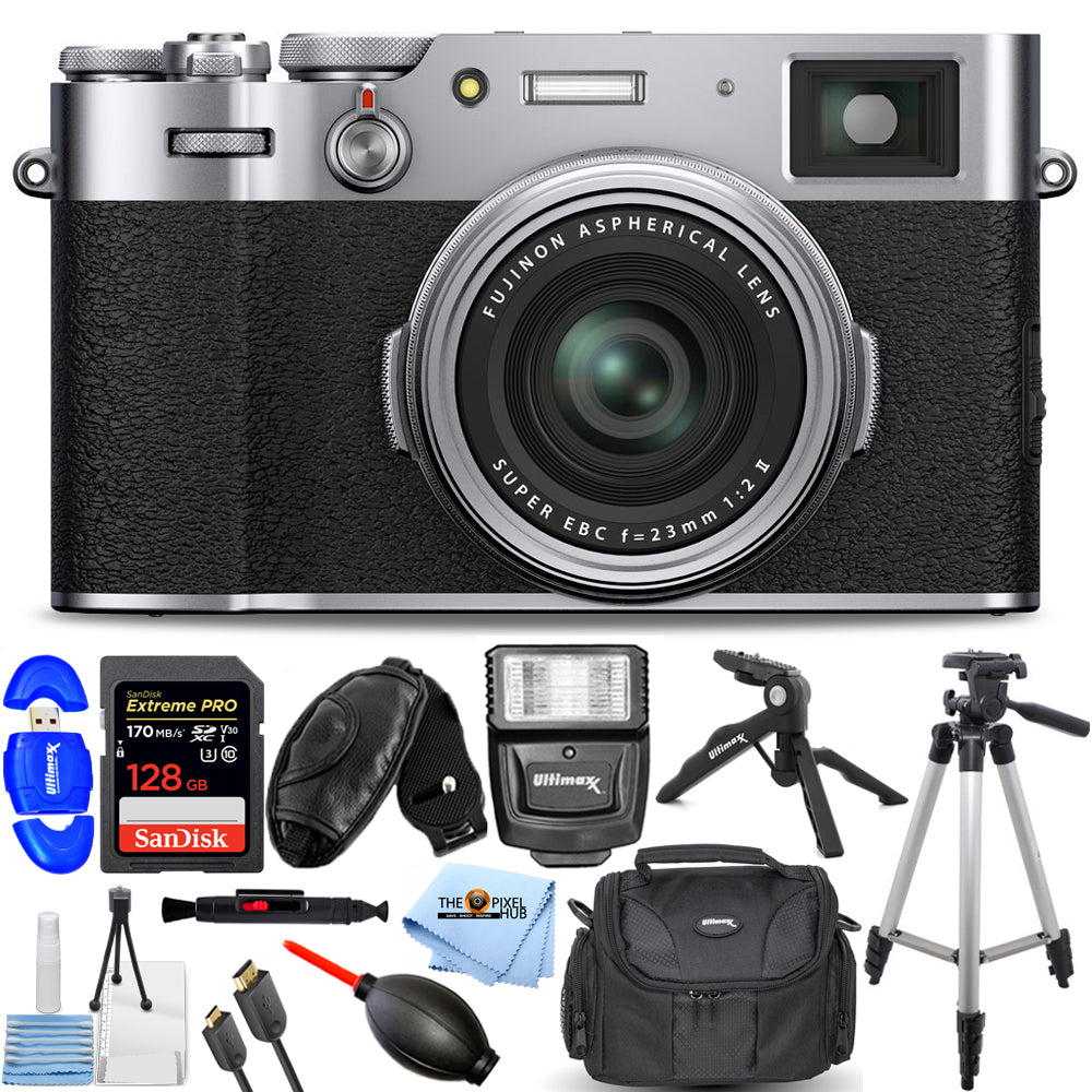 FUJIFILM X100V Digitalkamera (Silber) 16642939 - 12-teiliges Zubehörpaket