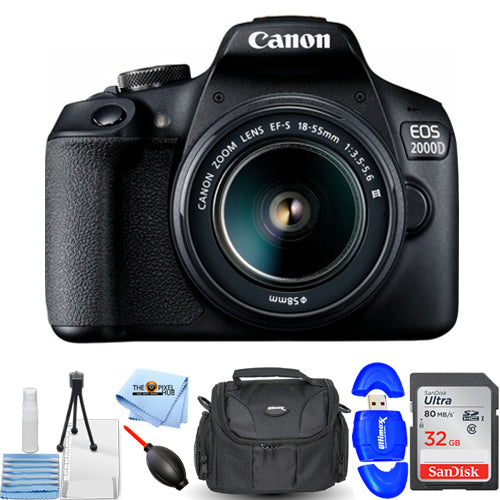 Canon EOS 2000D / Rebel T7 mit EF-S 18-55 mm III-Objektiv – 6-teiliges Zubehörpaket