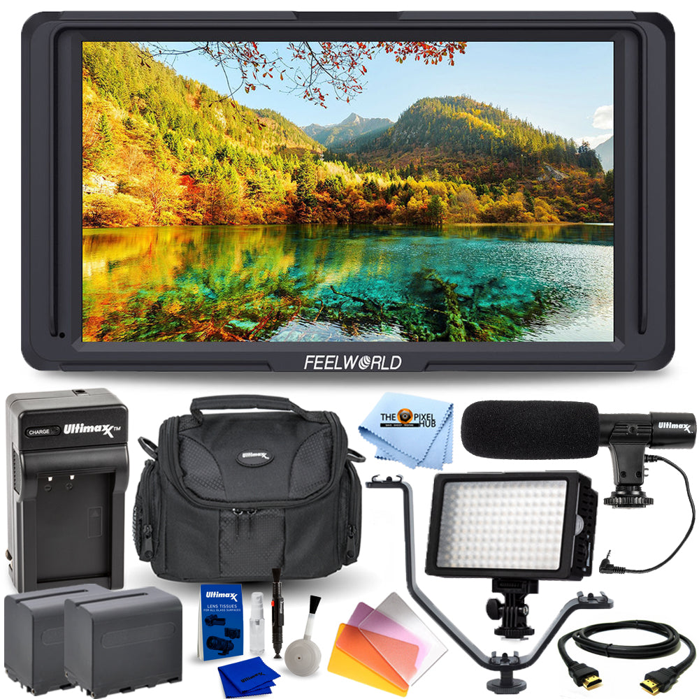 FeelWorld F5 5,0" Full HD HDMI On-Camera-Monitor + EXT BATTS + LED-Licht-Paket