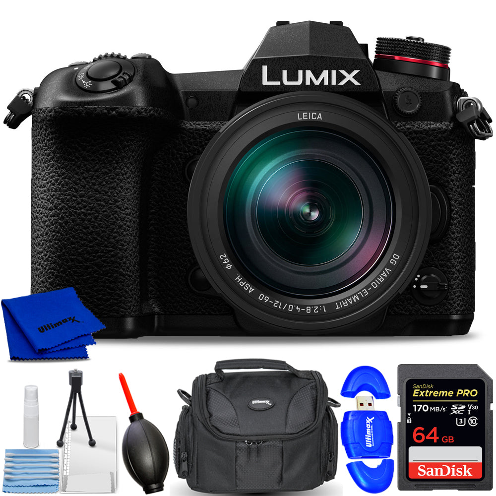 Panasonic Lumix G9 spiegellose Kamera mit 12-60 mm f/2.8-4 Objektiv - Zubehör-Kit