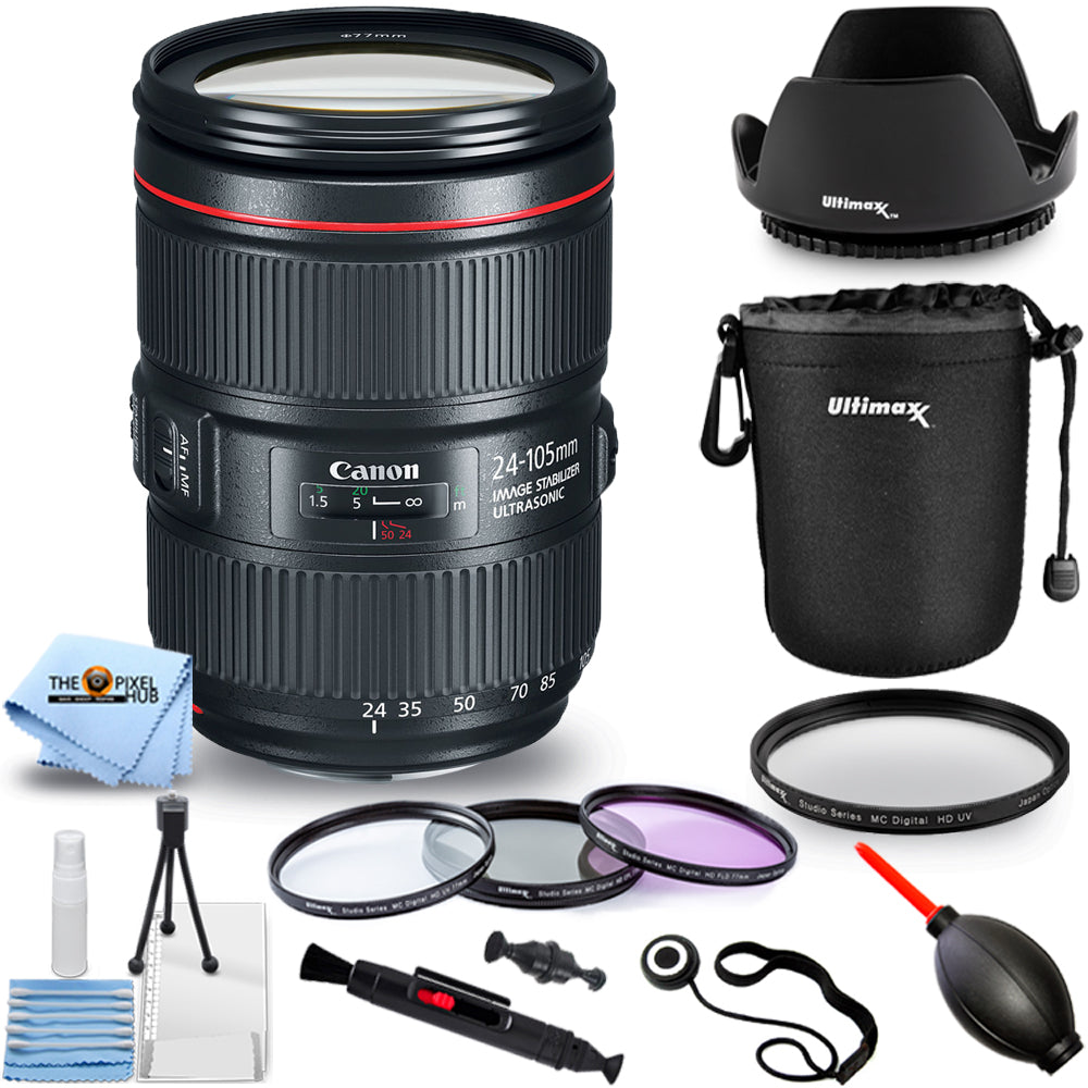 Canon EF 24-105mm f/4L IS II USM Lens 1380C002 + Filter Kit + Lens Pouch Bundle