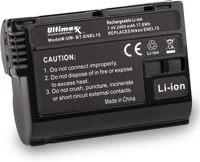 ULTIMAXX Reiseladegerät + Ersatzakku für Nikon ENEL15 - 2400 mah