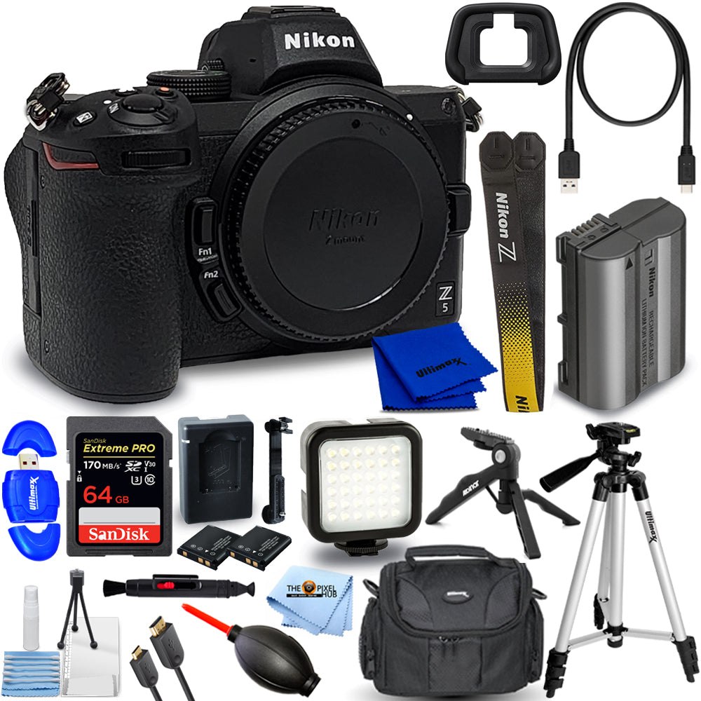 Nikon Z 5 Mirrorless Digital Camera (Body Only) 1649 + 64GB + LED Light Bundle