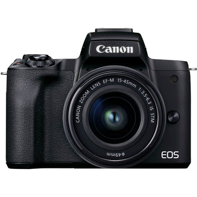 Canon EOS M50 Mark II spiegellose Kamera mit 15-45-mm-Objektiv (schwarz) + Blitzpaket