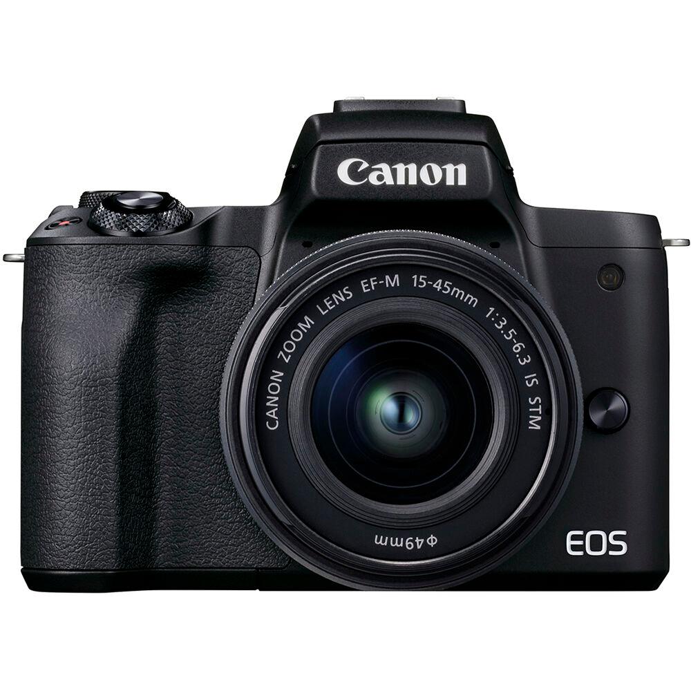 Canon EOS M50 Mark II spiegellose Kamera mit 15-45-mm-Objektiv (schwarz) – 64-GB-Paket