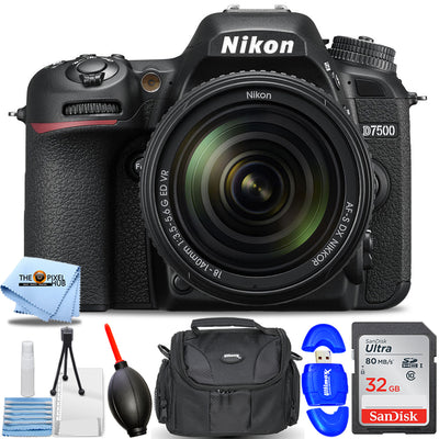 Nikon D7500 DSLR-Kamera mit 18-140-mm-Objektiv – Essential 32 GB-Paket