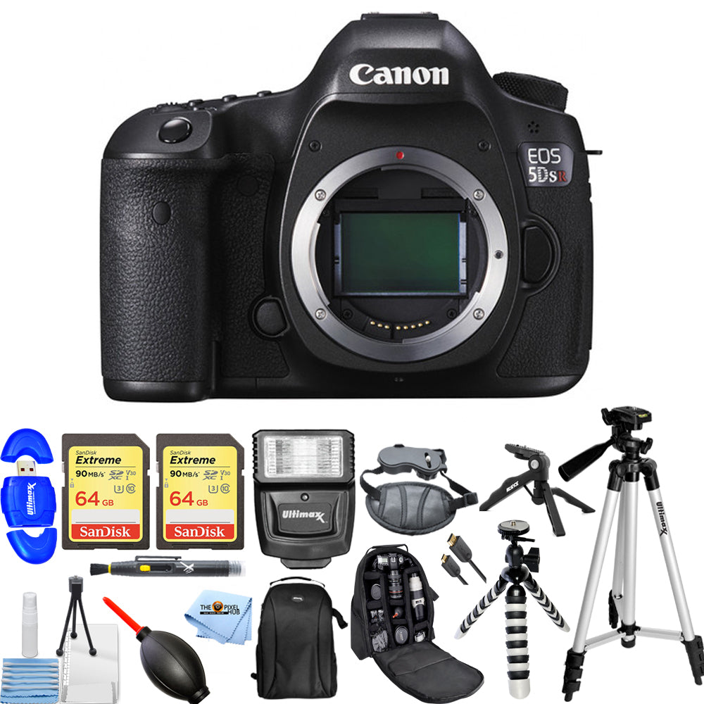 Canon EOS 5DS R DSLR-Kamera (nur Gehäuse) 0582C002 + 128 GB + Rucksack-Paket