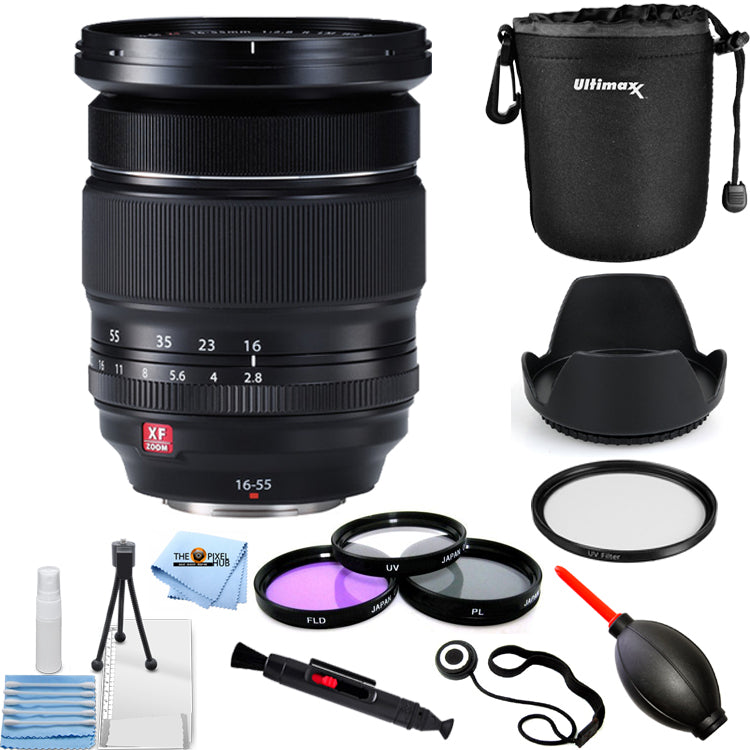 Fujifilm XF 16–55 mm f/2,8 R LM WR-Objektiv (schwarz) 16443072 – Pro-Filter-Kit-Paket