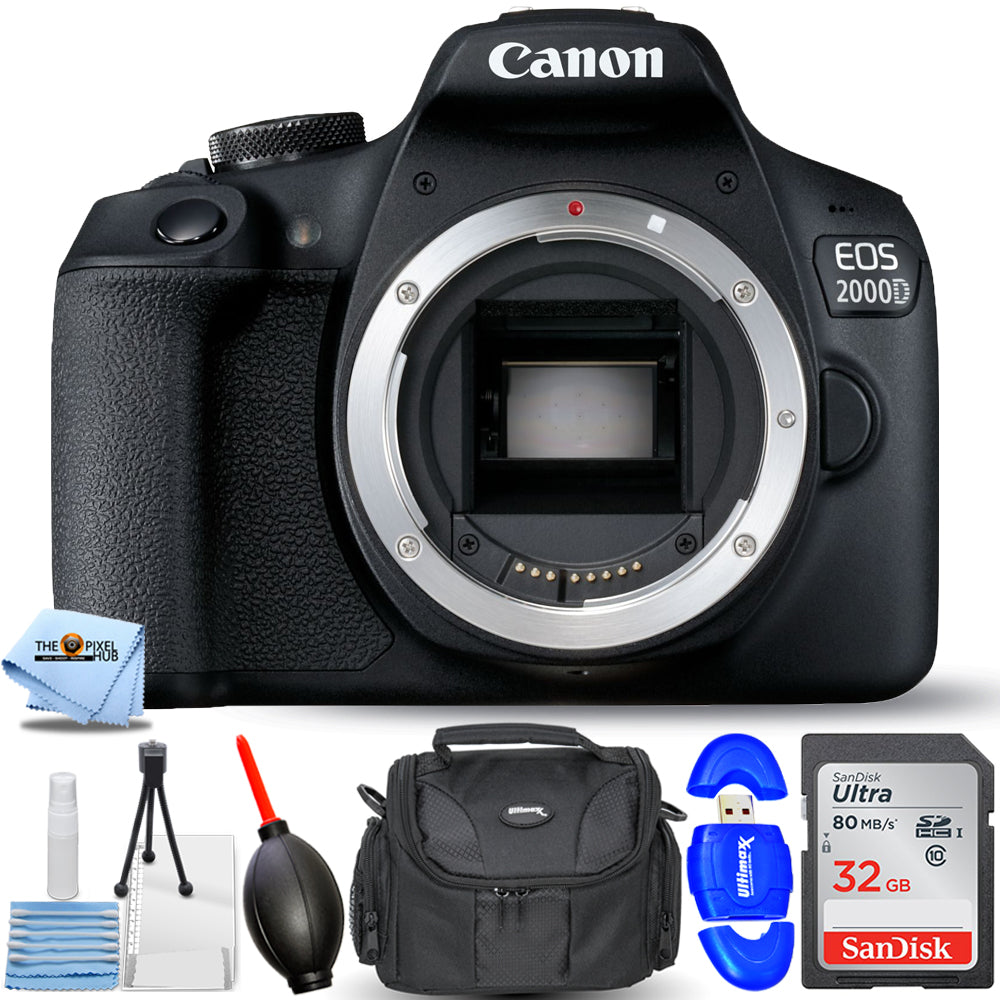 Canon EOS 2000D/Rebel T7 DSLR-Kamera – Essential 32 GB Gadget Bag-Paket