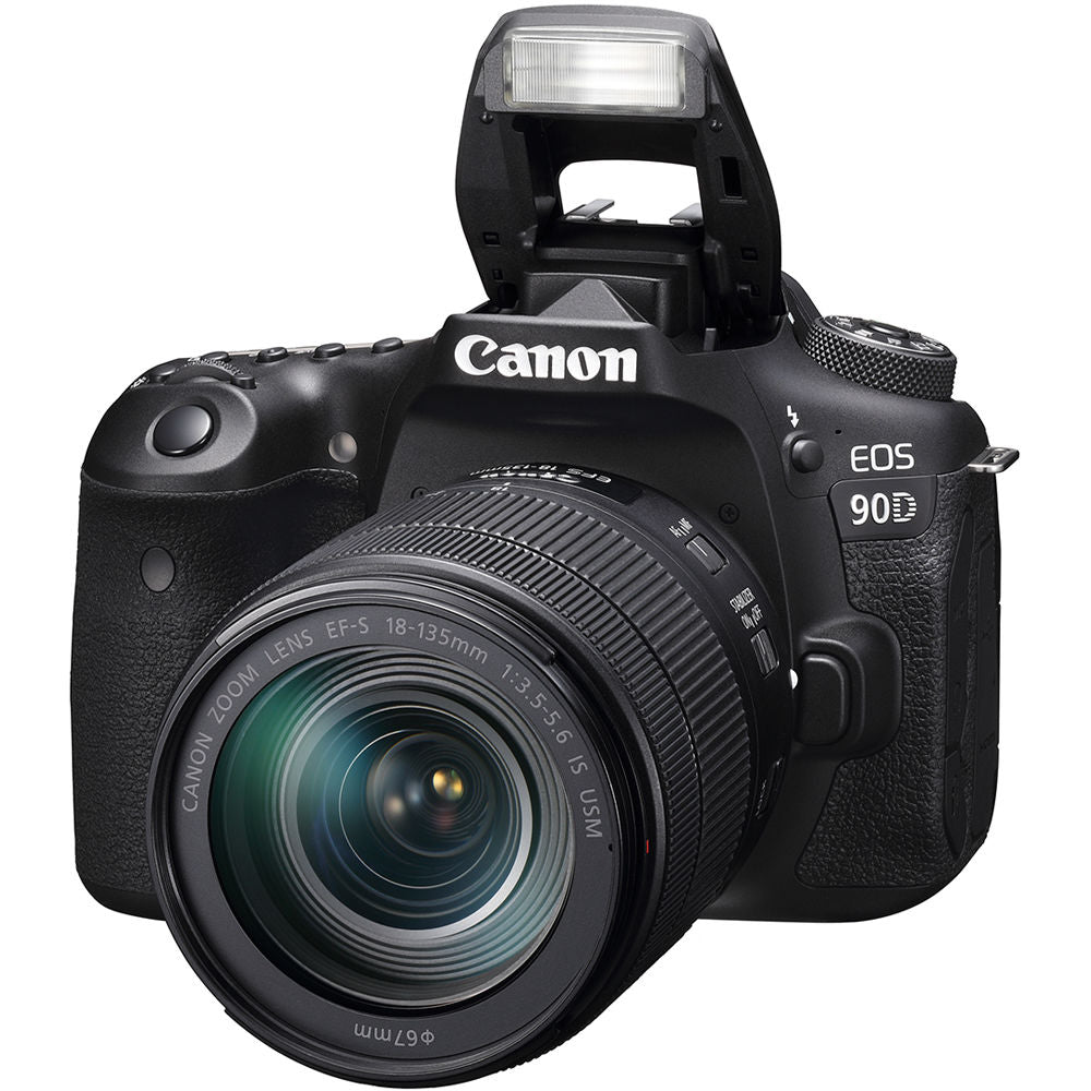 Canon EOS 90D DSLR-Kamera mit 18-135-mm-Objektiv + 64 GB + Blitz + Stativpaket