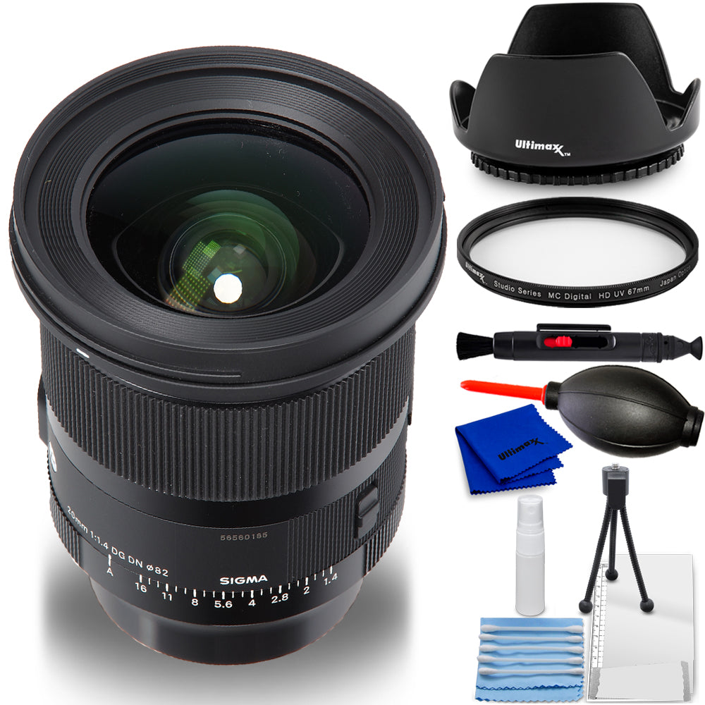 Sigma 20mm f/1.4 DG DN Art Lens for Sony E 414965 - 7PC Accessory Bundle