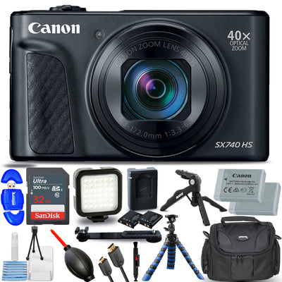 Canon PowerShot SX740 HS Digitalkamera (Schwarz) 2955C001 - 12-teiliges Zubehörpaket