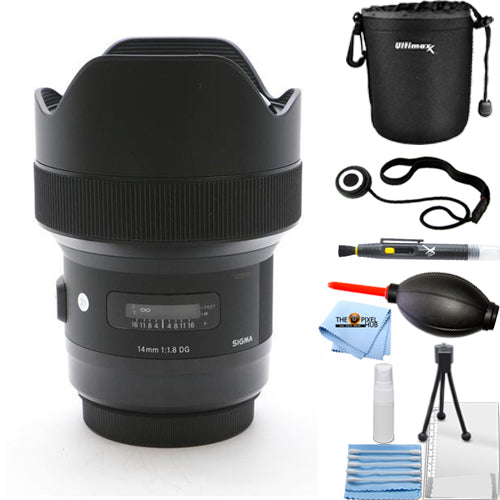 Sigma 14 mm f/1,8 DG HSM Weitwinkel-Art-Objektiv für Nikon F Starter Len Pouch Bundle