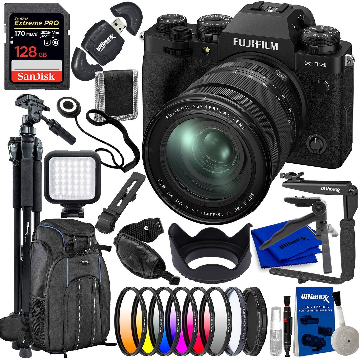 FUJIFILM X-T4 Mirrorless Camera with 16-80mm Lens Black - 22PC Accessory Bundle