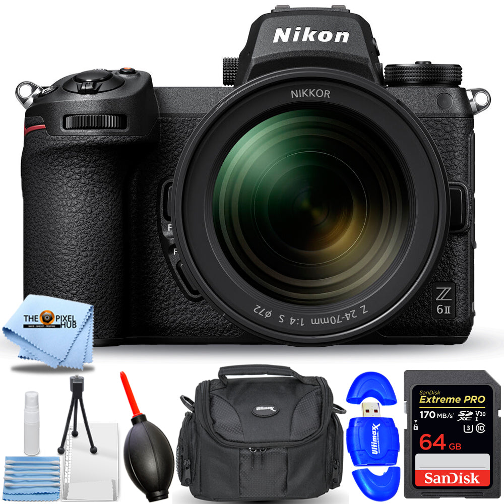 Nikon Z 6II spiegellose Digitalkamera mit Z 24–70 mm 1:4 S-Objektiv + 64 GB-Paket