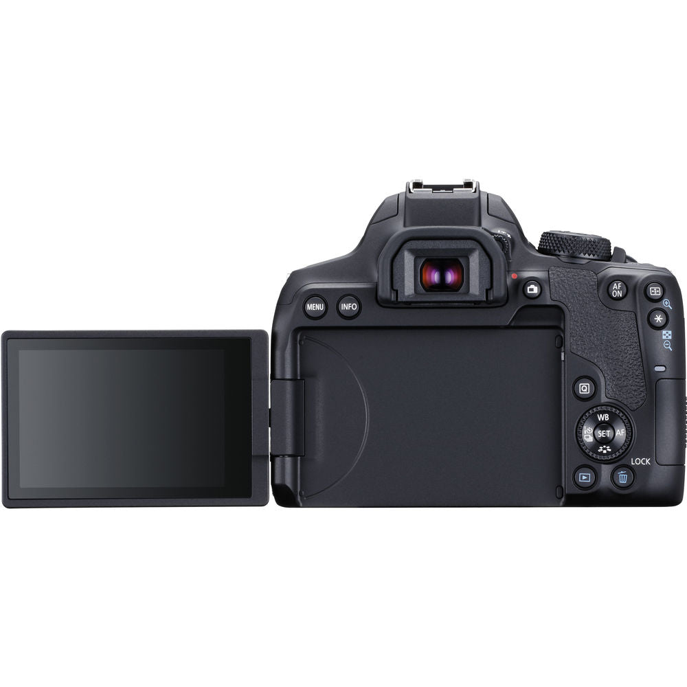 Canon EOS 850D / T8i / Kiss X10i DSLR-Kamera (nur Gehäuse) + 64 GB + Blitzlicht-Paket