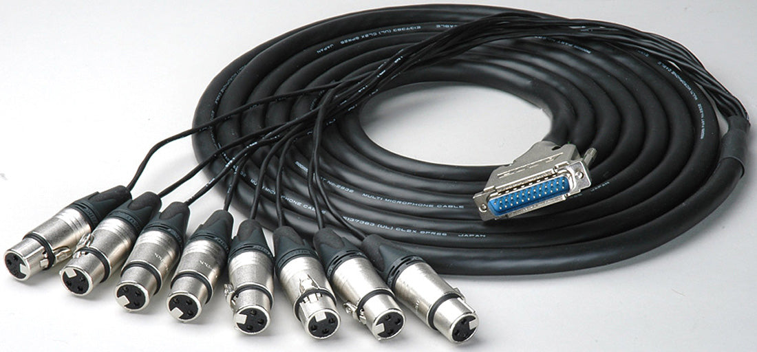 Sescom Built Canare Analog 25Pin Dsub to 8 XLR Audio Cable with 24" Fanouts 25ft