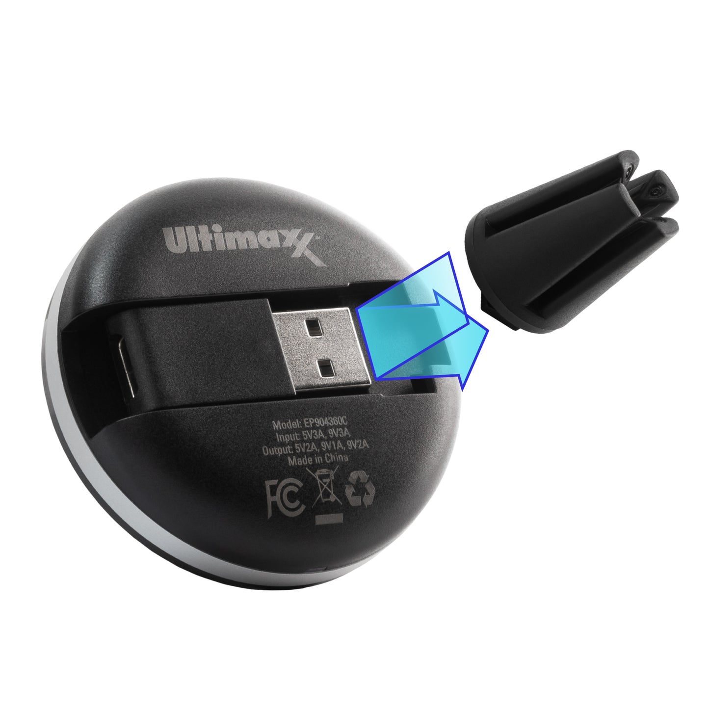 Ultimaxx Magnetisches kabelloses Qi-Ladegerät 18W für iPhone 13 12 11 SE Android Samsung