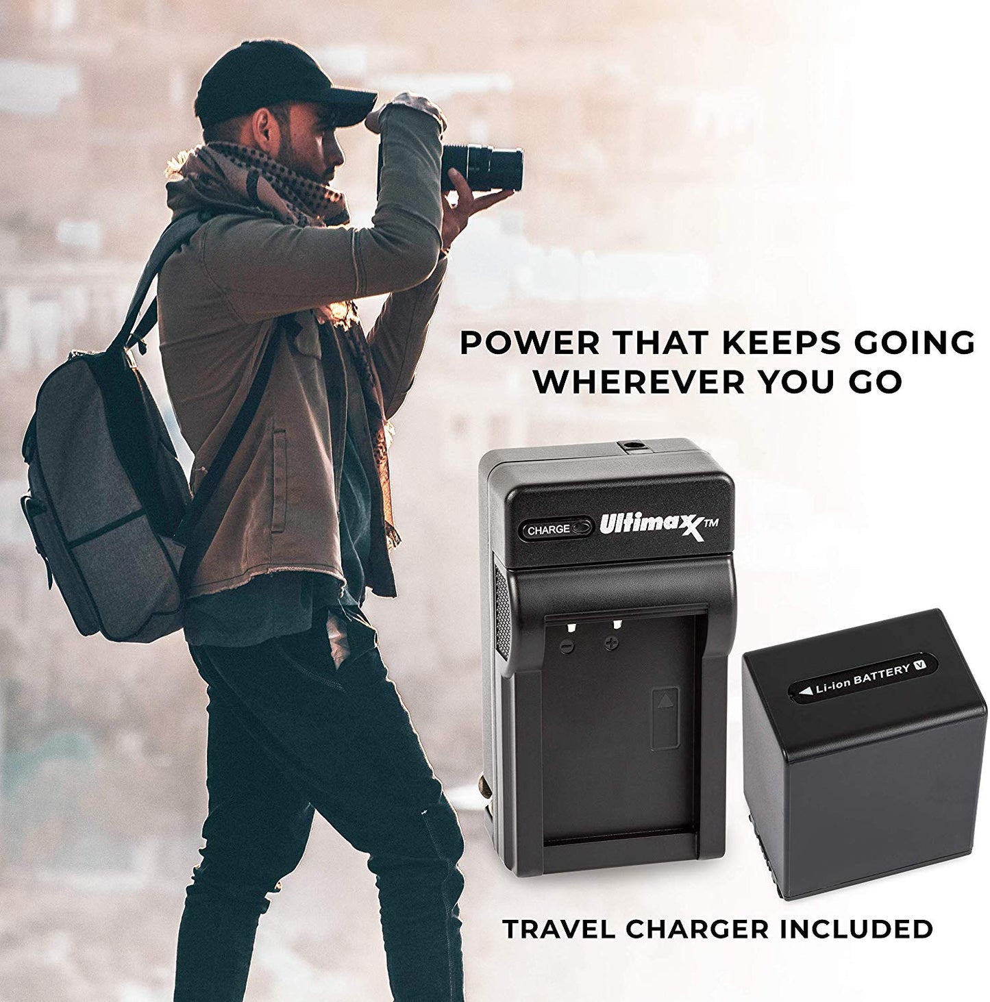 ULTIMAXX Rapid Charger with 2x NP-FV100 Batteries for Sony DCR-SR15 and SR2