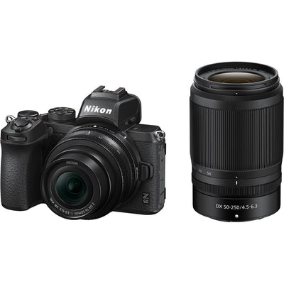 Spiegellose Nikon Z50-Kamera mit 16–50 mm und 50–250 mm Objektiven – 1632