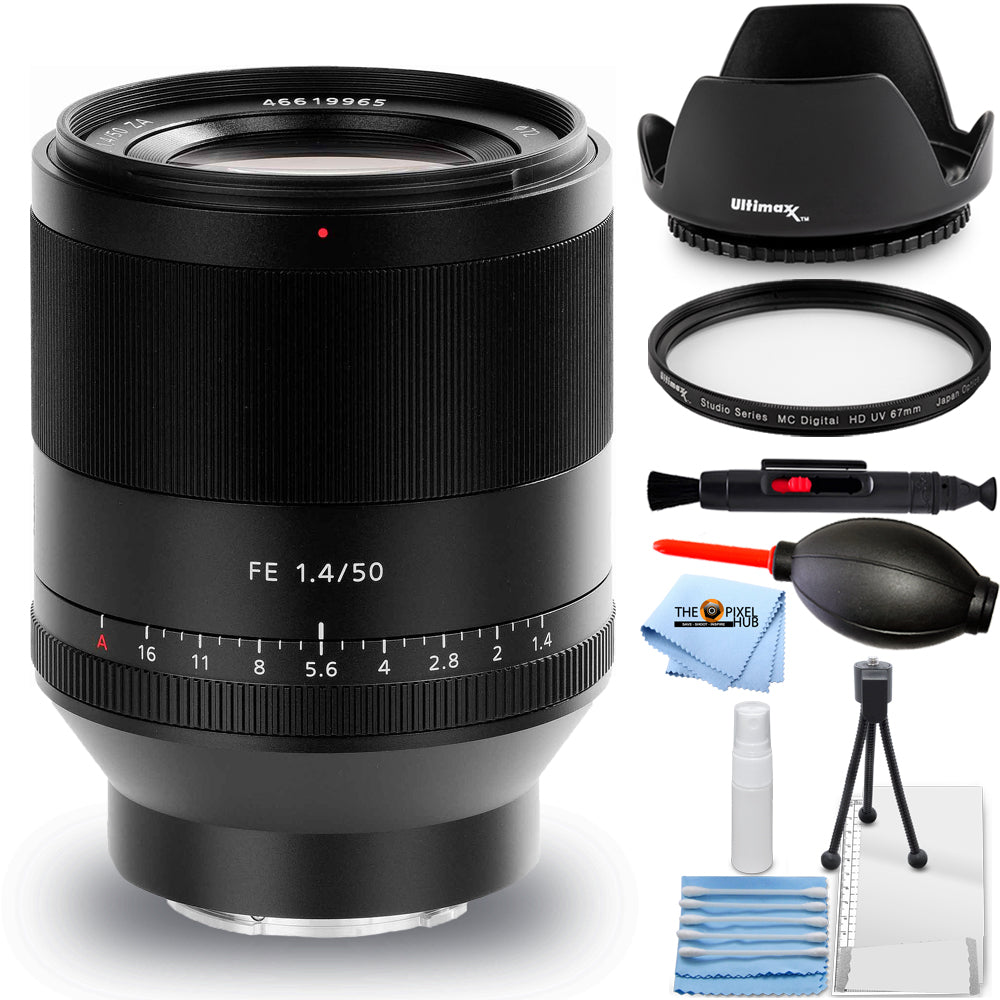 Sony Planar T* FE 50mm f/1.4 ZA Lens SEL50F14Z - 7PC Accessory Bundle