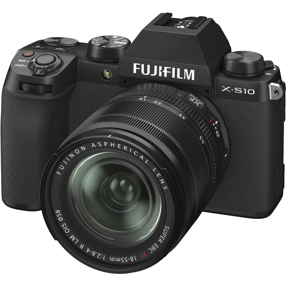 FUJIFILM FUJI X-S10 Spiegellose Kamera mit 18-55-mm-Objektiv - 14-teiliges Zubehörset