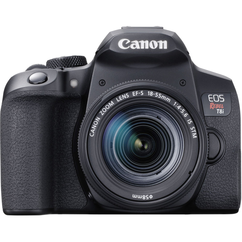 Canon EOS Rebel T8i mit 18-55 mm + 75-300 mm III-Objektiv + 64 GB + Filter-Kit-Paket