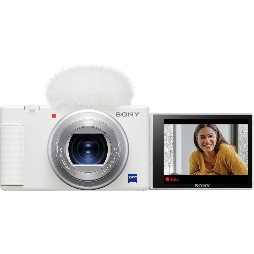 Sony ZV-1 20.1MP Digital Camera (White) + 32GB + LED Light Kit + Tripod Bundle