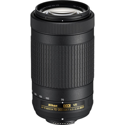 Nikon AF-P DX NIKKOR 70–300 mm 1:4,5–6,3G ED VR-Objektiv, weiße Box – Filterpaket