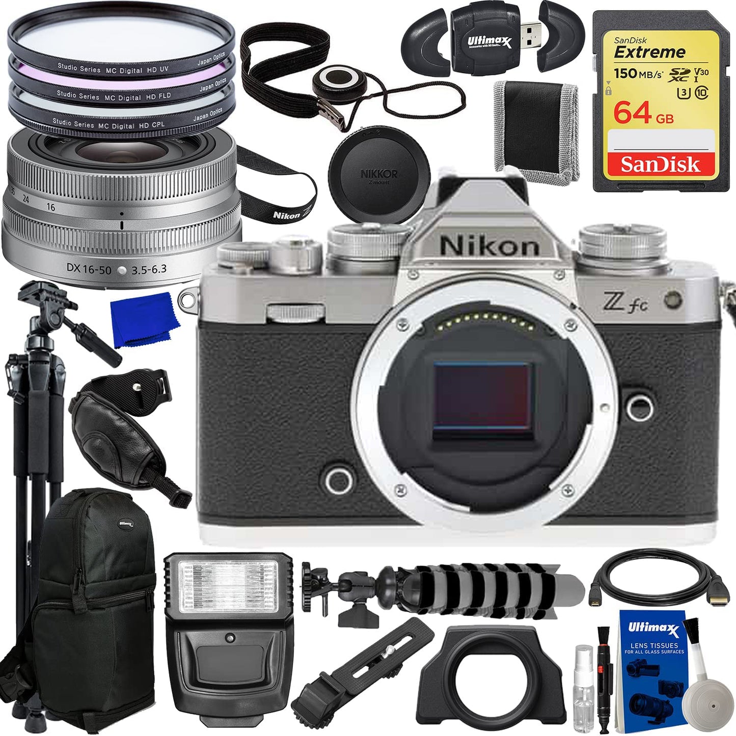 Nikon Zfc Mirrorless Camera with 16-50mm Silver Lens - 12PC Accessory Bundle