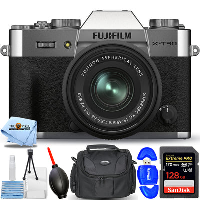 FUJIFILM X-T30 II spiegellose Kamera mit XC 15-45 mm OIS PZ-Objektiv (Silber) im Paket