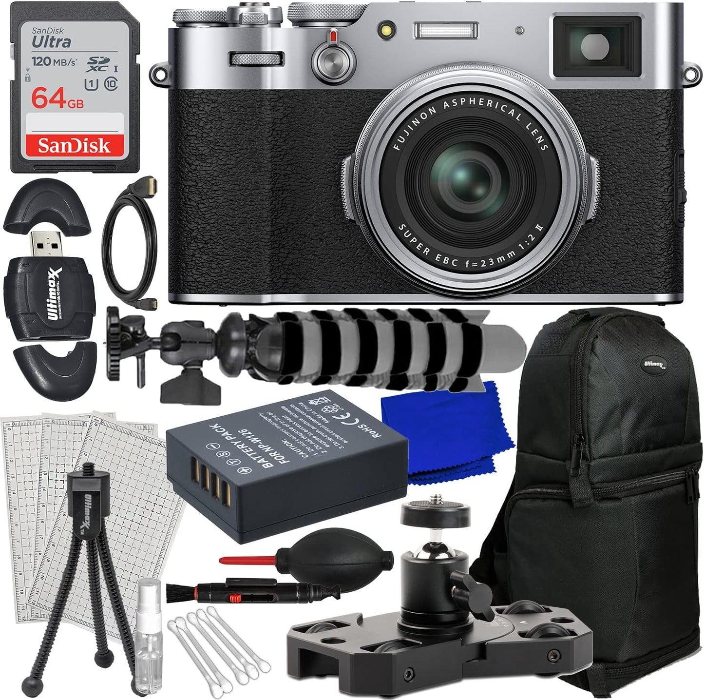 FUJIFILM X100VI Digital Camera (Silver) 16821822 - 12PC Accessory Bundle