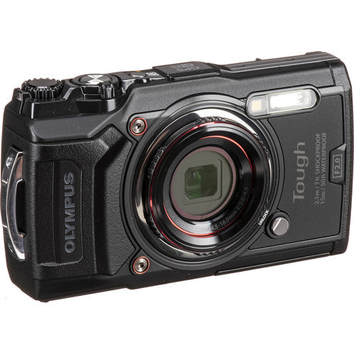 Olympus Tough TG-6 wasserdichte Digitalkamera (schwarz) – 7-teiliges Zubehörpaket