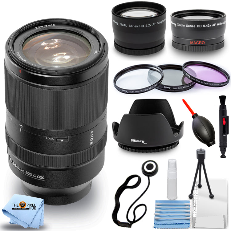 Sony FE 70–300 mm f/4,5–5,6 G OSS-Objektiv SEL70300G – 3 Objektive/Filter-Kit-Paket