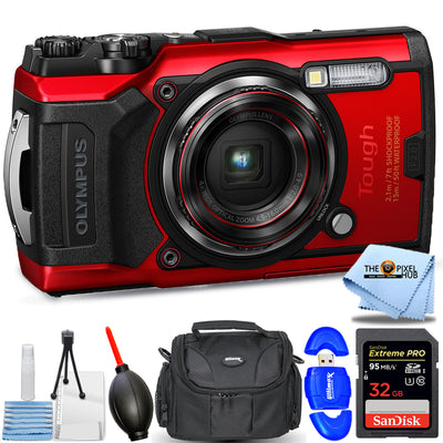 Olympus Tough TG-6 Digitalkamera (Rot) - Essential 32 GB Bundle