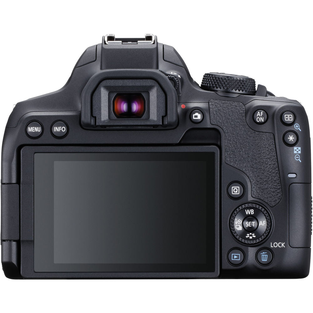 Canon EOS 850D / T8i / Kiss X10i DSLR-Kamera (nur Gehäuse) + 64 GB + Blitzlicht-Paket