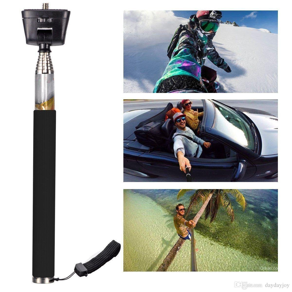 Handheld Pole Extendable Monopod Selfie Stick with GoPro Adapter