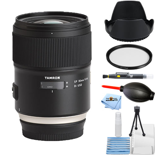 Tamron SP 35mm f/1.4 Di USD Lens for Nikon F + UV Filter + Lens Hood Bundle