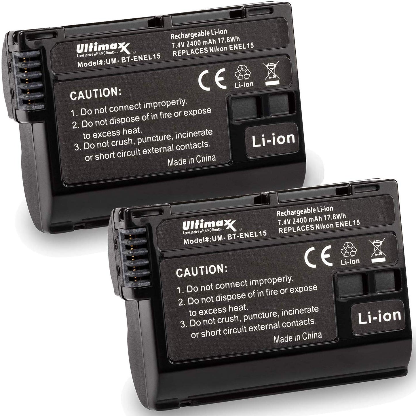 ULTIMAXX Travel Charger + Replacement Battery for Nikon ENEL15 - 2400 mah